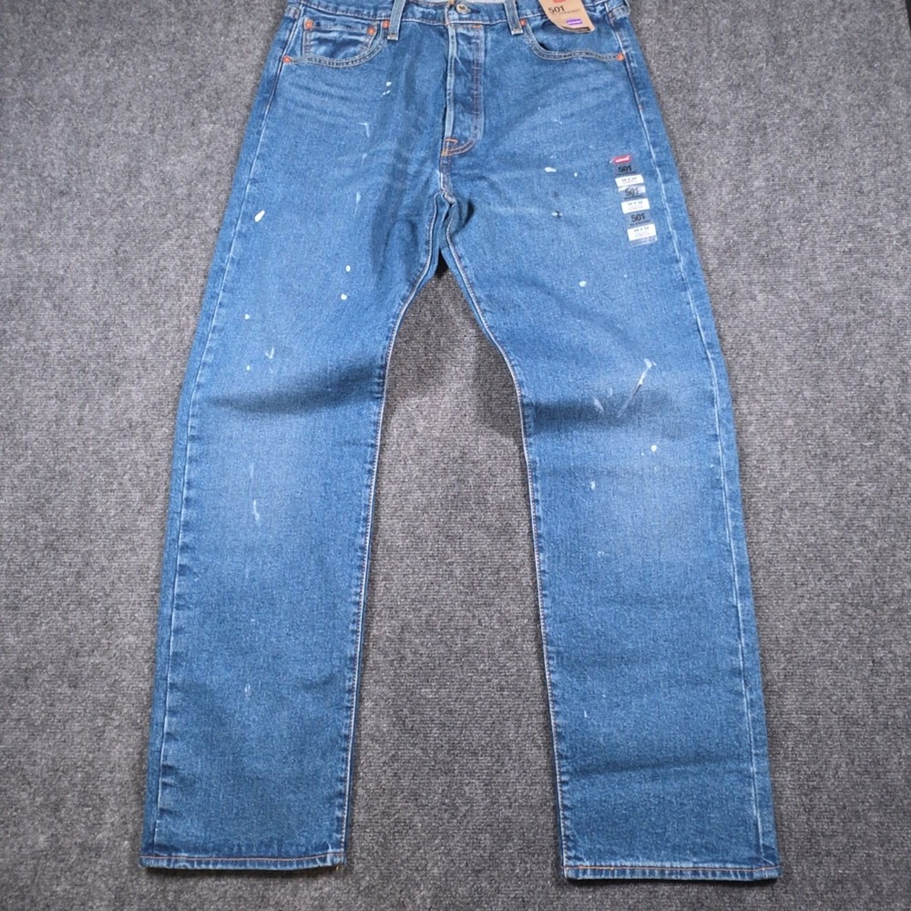 NWT Levis 501 '93 Straight Jeans Mens 34x32 Button Fly Relaxed Paint Splatter